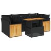 vidaXL Salon de jardin avec coussins 7 pcs noir r&eacute;sine tress&eacute;e acacia