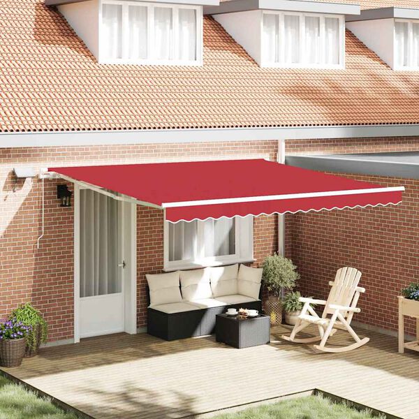 vidaXL Auvent R&eacute;tractable Rouge 400 &times; 300 cm Tissu et acier