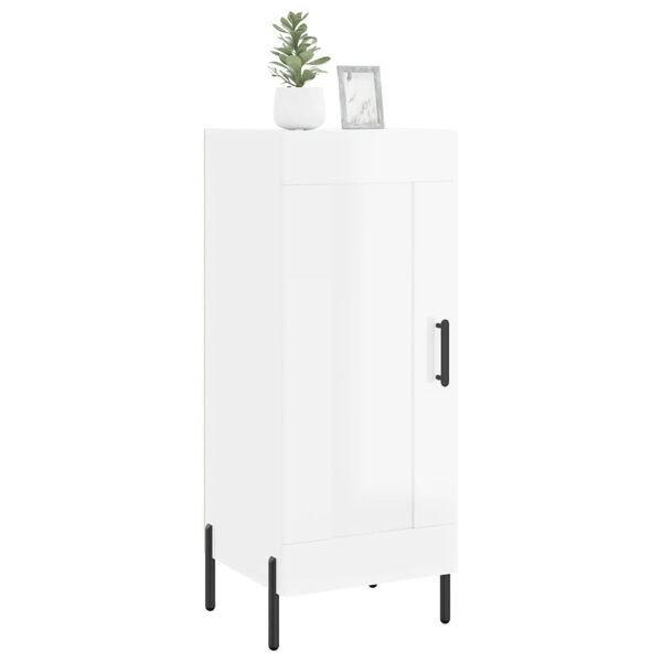 vidaXL Buffet Blanc brillant 34,5x34x90 cm Bois d'ing&eacute;nierie