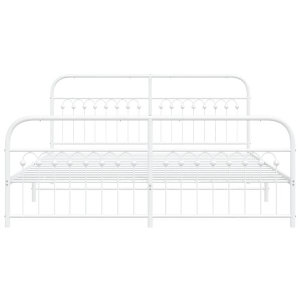 vidaXL Cadre de lit m&eacute;tal sans matelas et pied de lit blanc 183x213 cm