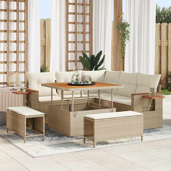 vidaXL Ensemble de canap&eacute; de jardin avec coussin 8 pcs Beige et cr&egrave;me