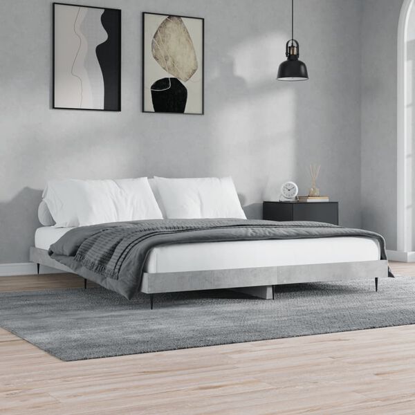 vidaXL Cadre de lit sans matelas gris b&eacute;ton 160x200 cm
