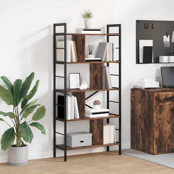 vidaXL &Eacute;tag&egrave;re Ch&ecirc;ne fum&eacute; 75 x 30 x 156 cm Bois d'ing&eacute;nierie