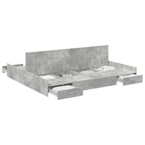 vidaXL Cadre de lit avec rangement avec tiroir Gris b&eacute;ton 200 x 200 cm