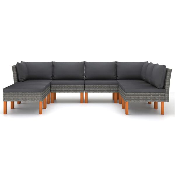 vidaXL Salon de jardin 8 pcs avec coussins R&eacute;sine tress&eacute;e Gris
