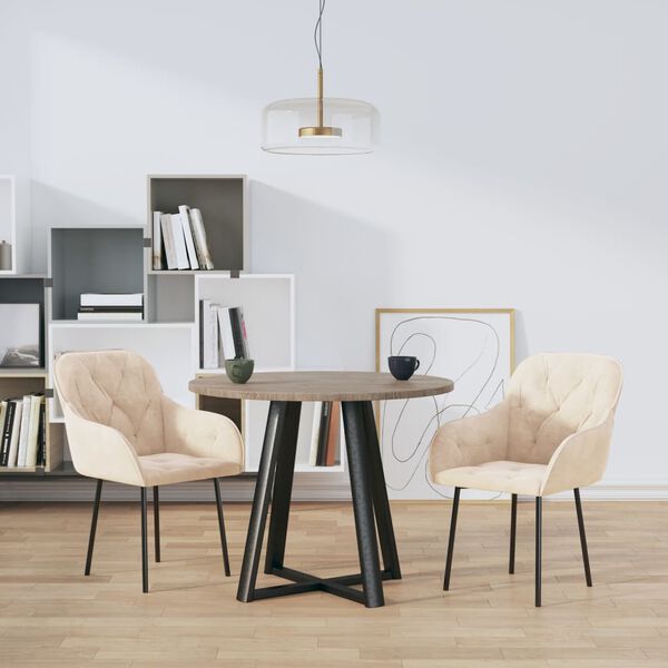 vidaXL Chaises à manger lot de 2 Crème Velours