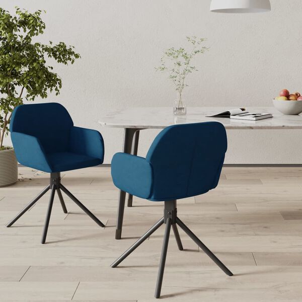vidaXL Chaises pivotantes à manger lot de 2 Bleu Velours
