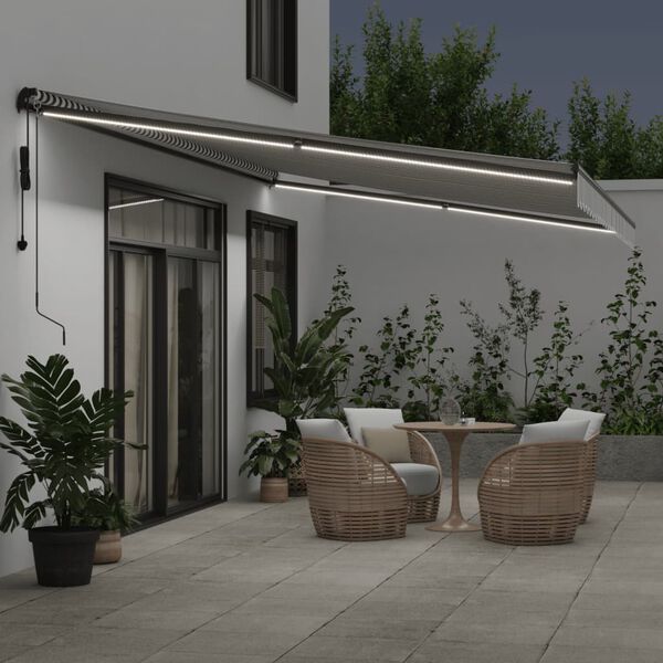 vidaXL Auvent r&eacute;tractable automatique avec LED anthracite et blanc