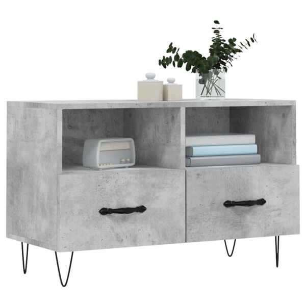 vidaXL Meuble TV Gris b&eacute;ton 80x36x50 cm Bois d'ing&eacute;nierie