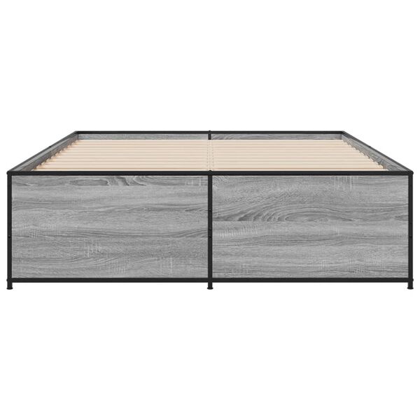 vidaXL Cadre de lit sans matelas sonoma gris 135x190 cm