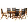 vidaXL Ensemble à Manger de jardin 7pcs noir polypropylène bois massif
