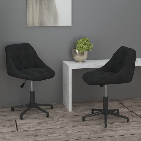 vidaXL Chaises pivotantes &agrave; manger lot de 2 noir velours