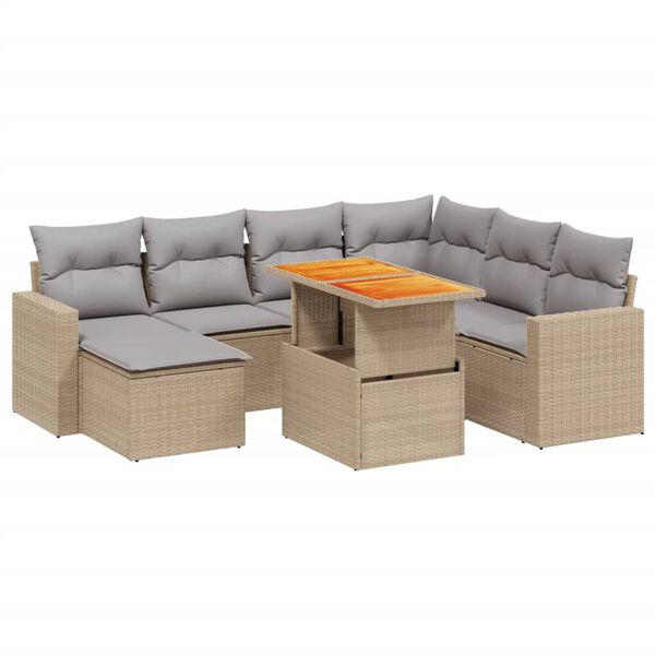 vidaXL Salon de jardin avec coussins 8 pcs beige r&eacute;sine tress&eacute;e