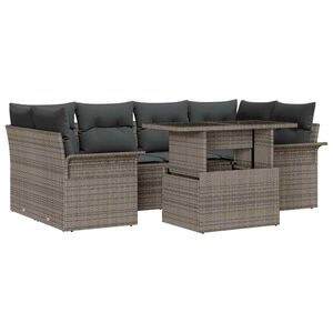 vidaXL Ensemble de canap&eacute; de jardin avec coussin 7 pcs Gris Poly rotin