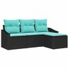 vidaXL Ensemble de Canap&eacute;s avec coussin 4 pcs Noir polyrotin