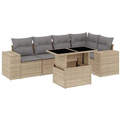 vidaXL Salon de jardin avec coussins 6 pcs beige résine tressée