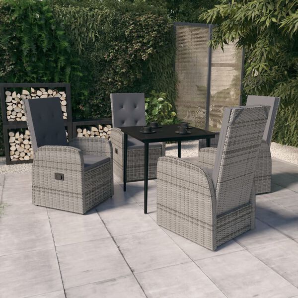 vidaXL Ensemble &agrave; manger de jardin avec coussins 5 pcs Gris