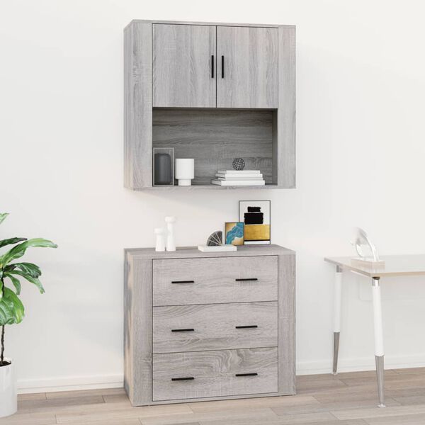 vidaXL Armoire murale Sonoma gris 80x33x80 cm Bois d'ing&eacute;nierie