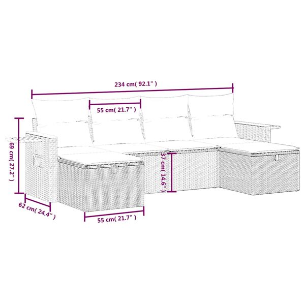 vidaXL Salon de jardin 6 pcs avec coussins noir r&eacute;sine tress&eacute;e