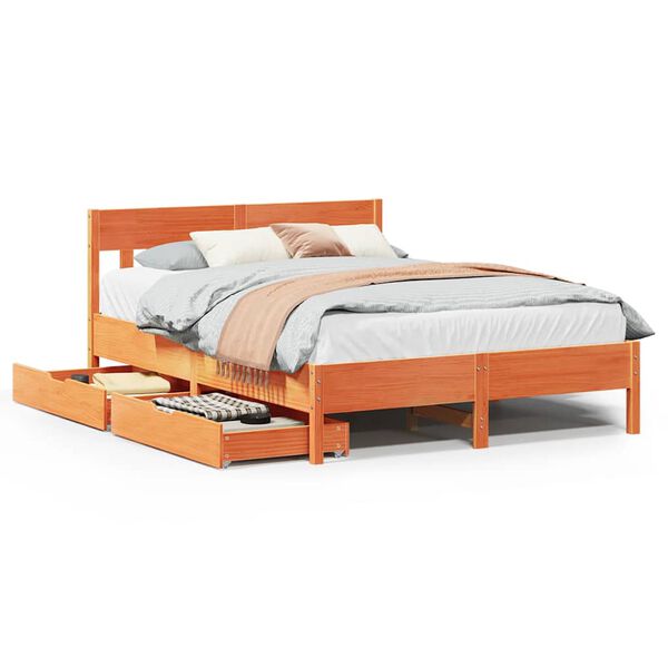 vidaXL Cadre de lit sans matelas cire marron 120x190cm bois pin massif