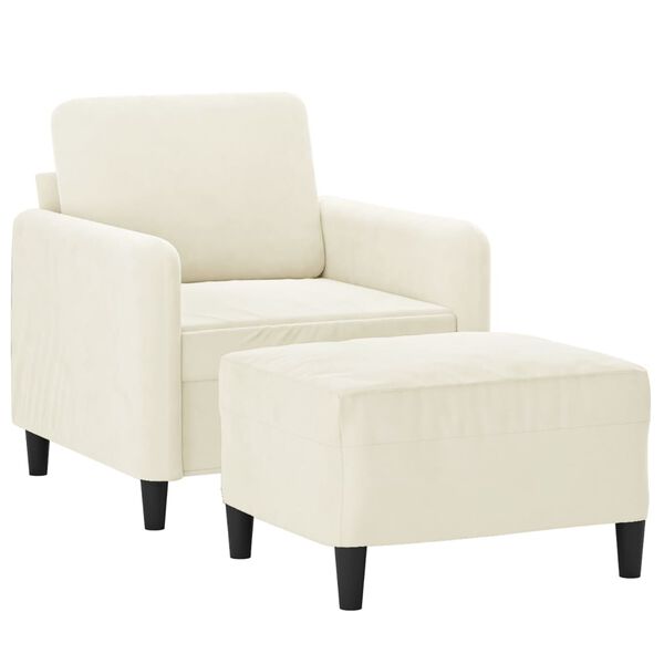 vidaXL Fauteuil avec repose-pied Cr&egrave;me 60 cm Velours