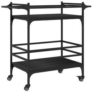 vidaXL Chariot de cuisine noir 82x40x78,5 cm bois d'ing&eacute;nierie