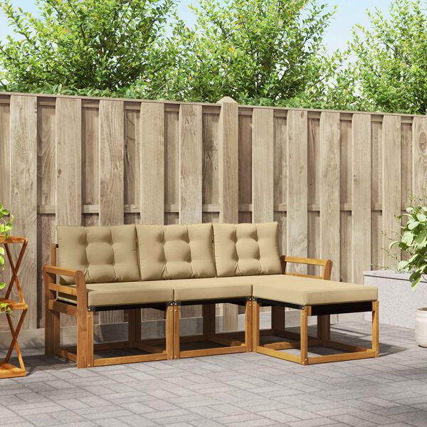 vidaXL Ensemble de canap&eacute;s d'ext&eacute;rieur 4 pcs Naturel et Beige