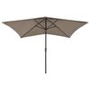vidaXL Parasol de jardin avec LED et m&acirc;t en acier taupe 2x3 m