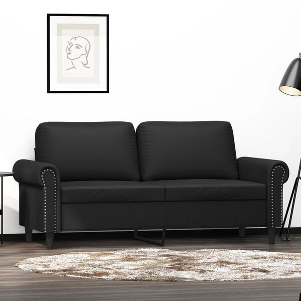 vidaXL Canap&eacute; &agrave; 2 places Noir 140 cm Similicuir