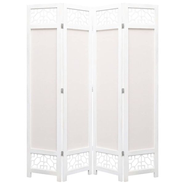 vidaXL Cloison de s&eacute;paration 4 panneaux Cr&egrave;me 140x165 cm Tissu