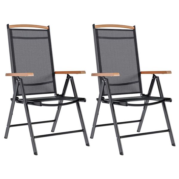 vidaXL Chaises de jardin pliables lot de 2 aluminium et textilène noir