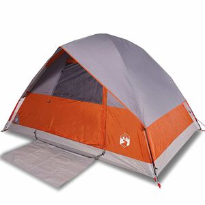 vidaXL Tente de camping &agrave; d&ocirc;me 4 personnes gris et orange imperm&eacute;able