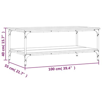 vidaXL Table basse chêne fumé 100x55x40 cm bois d'ingénierie