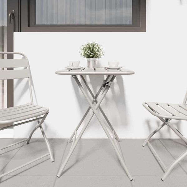 vidaXL Table de Jardin Beige 55 x 55 x 73 cm Acier revêtu de poudre