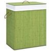 vidaXL Panier &agrave; linge avec 2 sections bambou vert 100 L