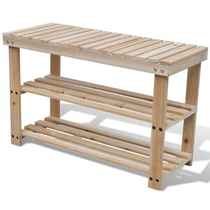 vidaXL &Eacute;tag&egrave;re &agrave; chaussures 2 en 1 et dessus banc Bois de sapin massif
