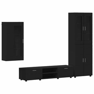 vidaXL Ensemble meuble TV FLORIN 3 pc Noir Bois d'ing&eacute;nierie