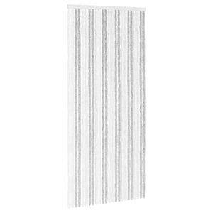 vidaXL Rideau anti-insectes en chenille Gris clair et blanc