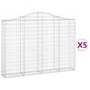 vidaXL Paniers &agrave; gabions arqu&eacute;s 5 pcs 200x30x140/160 cm Fer galvanis&eacute;