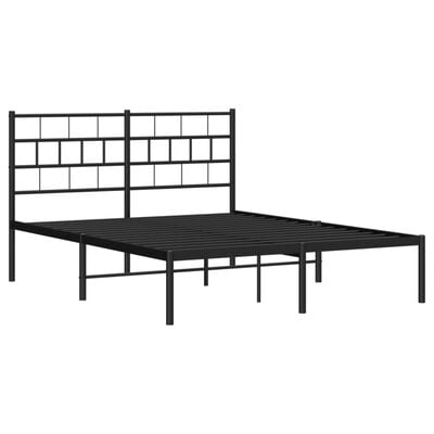 vidaXL Cadre de lit métal sans matelas avec tête de lit noir 150x200cm