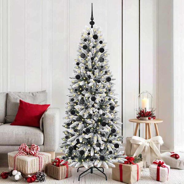 vidaXL Sapin de No&euml;l artificiel avec 300 LED avec support Blanc 180 cm