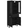 vidaXL Haut Armoire 2 pcs Ch&ecirc;ne noir Bois Agglom&eacute;r&eacute; et Verre
