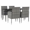 vidaXL Ensemble &agrave; manger de jardin 5pcs gris/noir r&eacute;sine tress&eacute;e/acier