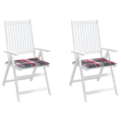 vidaXL Coussins de chaise de jardin 2 pcs carreaux rouges 40x40x3 cm