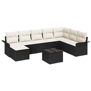 vidaXL Ensemble de canap&eacute; de jardin 9 pcs Marron Poly rotin