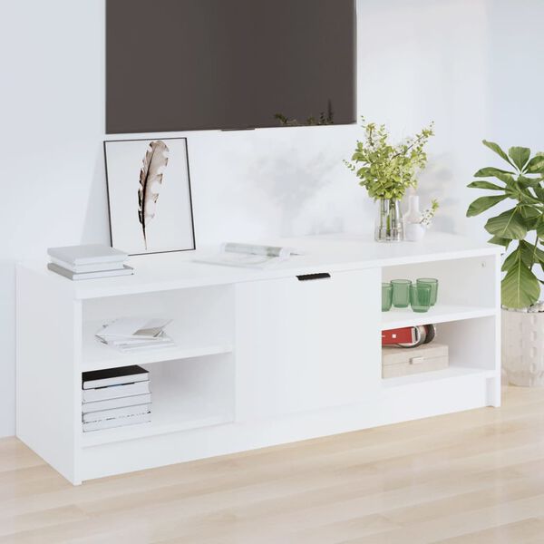vidaXL Meuble TV Blanc 102x35,5x36,5 cm Bois d'ing&eacute;nierie