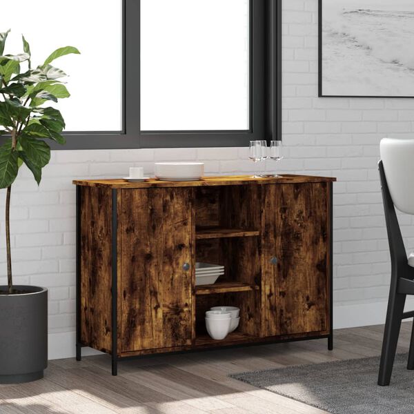 vidaXL Buffet ch&ecirc;ne fum&eacute; 100x35x70 cm bois d'ing&eacute;nierie