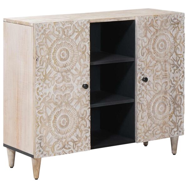 vidaXL Buffet avec porte Blanc 90 x 33,5 x 75 cm Bois de mangue massif
