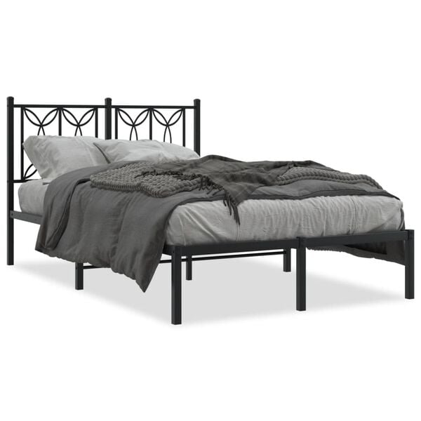 vidaXL Cadre de lit métal sans matelas avec tête de lit noir 120x200cm
