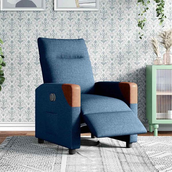 vidaXL Fauteuil inclinable &eacute;lectrique Bleu Tissu